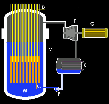 Schema di un reattore BWR