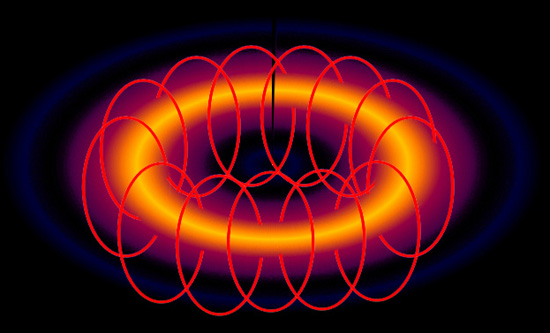 Visualizzazione del confinamento magnetico toroidale del plasma e del calore